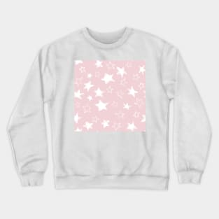 handpainted white stars over pink cotton candy background Crewneck Sweatshirt